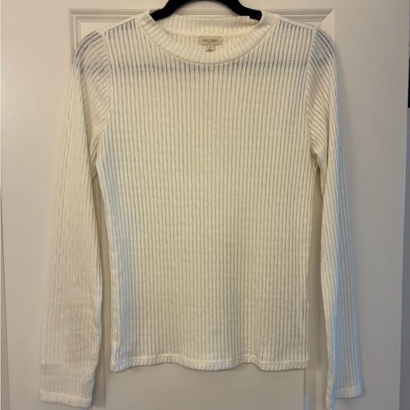 ANTHROPOLOGIE PILCRO Textured Rib Layering Top Long Sleeve White Women’s Size SM - Picture 5 of 8